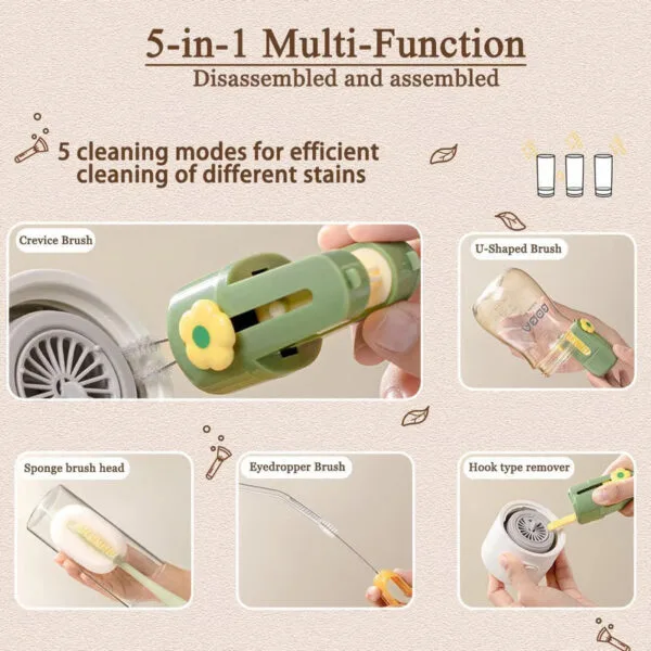 5-in-1 Baby Bottle Cleaning Brush Set