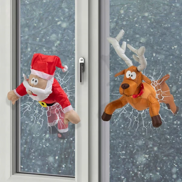 Crashing Santa Window Decoration